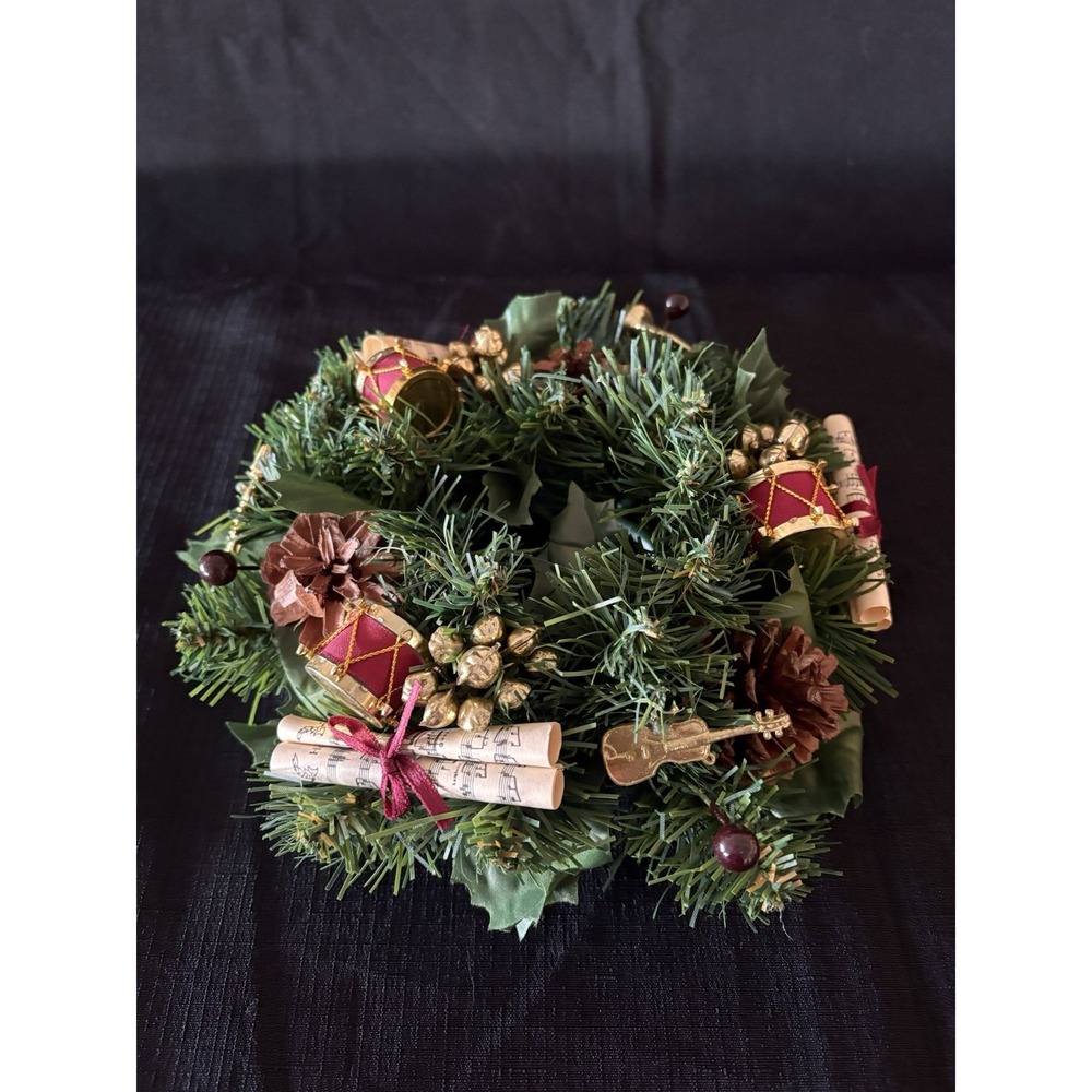 Christmas Centerpiece Candle Holder Rings 3 Piece Set Large Small LG Green Gold